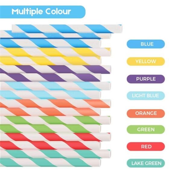 200 Pack Multi-Color Biodegradable Paper Straws - Image 3