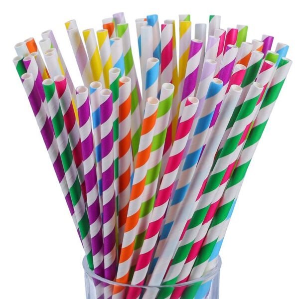 200 Pack Multi-Color Biodegradable Paper Straws - Image 2